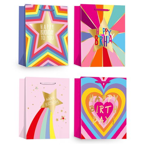 GIFT BAG HAPPY BIRTHDAY BRIGHT MED 4 ASSTD