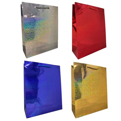GIFT BAG HOLGRAPHIC MEDIUM 4 ASSTD