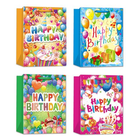 GIFT BAG HAPPY BIRTHDAY BALLOONS MEDIUM 4 ASSTD