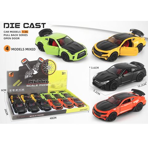 CARS ALLOY NISSAN GTR (1:36) 4 COL DISPLAY 12