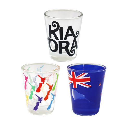 SHOT GLASS NZ KIWIANA 3ASST