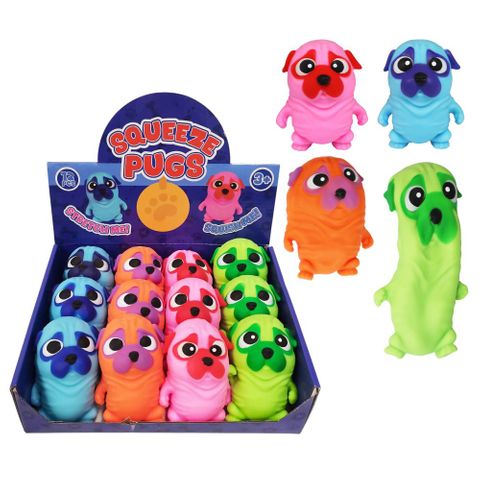 SQUEEZE PUGS COLOURFUL 4ASST 10.5CM