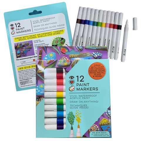 ART ON THE GO ACRYLIC PAINT MARKERS 12 PCE