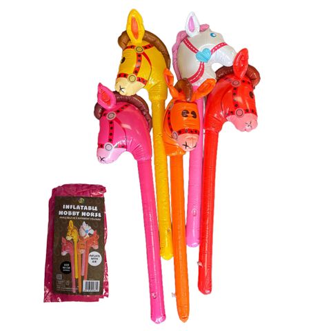 INFLATABLE HOBBY HORSE ASSORTED COLOURS