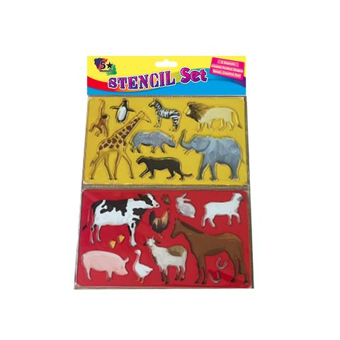 STENCIL 2 PIECE FARM & WILD ANIMALS