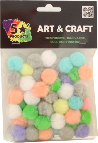POM POMS BRIGHT 20MM 50PCS ASSTD COLOURS