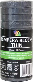 TEMPERA BLOCK THIN BLACK 12 PCS
