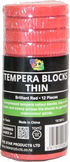 TEMPERA BLOCK THIN BRILLIANT RED 12 PCS