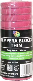 TEMPERA BLOCK THIN DEEP RED 12 PCS