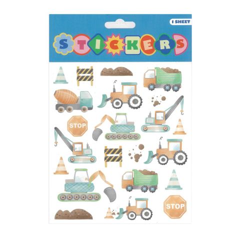 STICKERS TRUCKS VEHICLES HEAVY MACHINERY 15X17CM