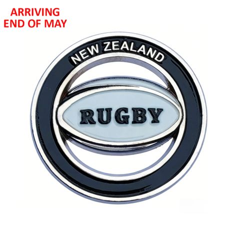 MAGNET METAL NZ RUGBY BALL ROUND 4CM