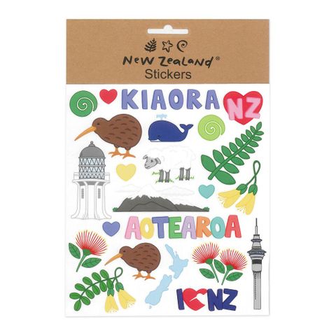 STICKERS NZ COLOURFUL AOTEAROA 15X17CM