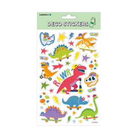 LK STICKERS DECO SPARKLY DINOS RAWR! 250X145MM
