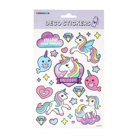 LK STICKERS DECO SPARKLY UNICORN PASTELS 250X145MM