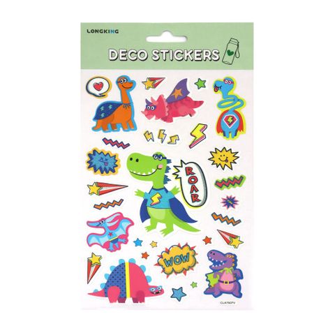 LK STICKERS DECO SPARKLY DINOSAURS 250X145MM
