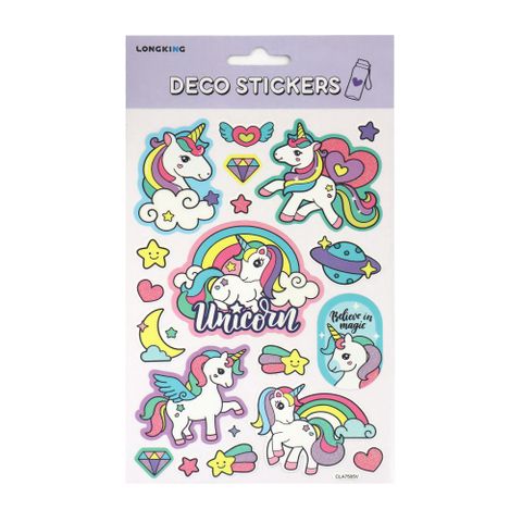 LK STICKERS DECO SPARKLY UNICORNS 250X145MM