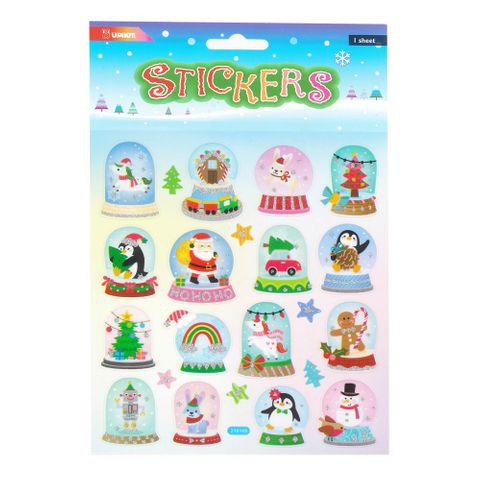 XMAS STICKERS SANTA&rsquo;S SNOW GLOBE FRIENDS 15X17CM