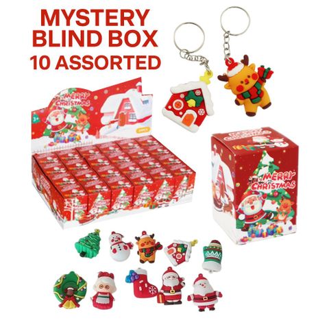 XMAS BLIND BOX MYSTERY KEYRING 10ASST 40X55MM