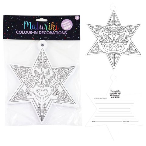 MATARIKI COLOUR-IN STAR SET INCL. DREAMS 25CM 36PC