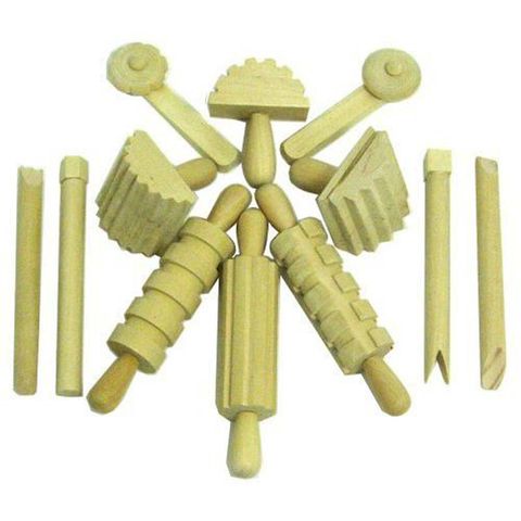 WOODEN DOUGH TOOL SET (12)
