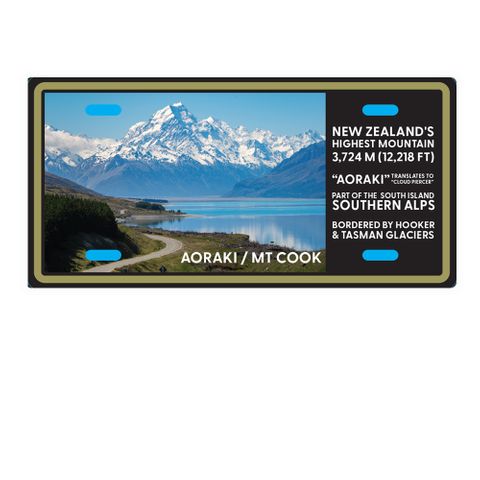 MAGNET LICENCE PLATE SMALL - AORAKI MT COOK 12X6CM