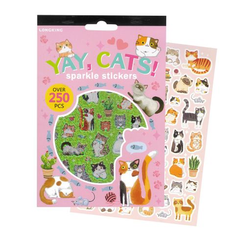 LK STICKER PAD SPARKLE CATS 250PCS+ 210X140MM