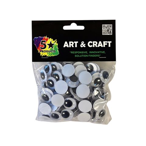 MOVING EYES 15MM 100PCS BLACK