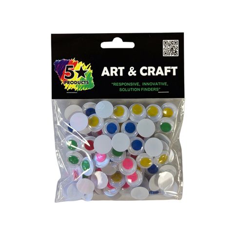 MOVING EYES 12MM ASSTD COLOURS 100PCS