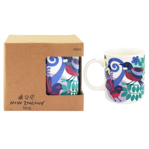 COFFEE MUG NZ FLORAL TUI 340ML