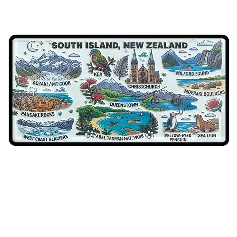 MAGNET LICENCE PLATE SMALL - SOUTH ISLAND 12X6CM