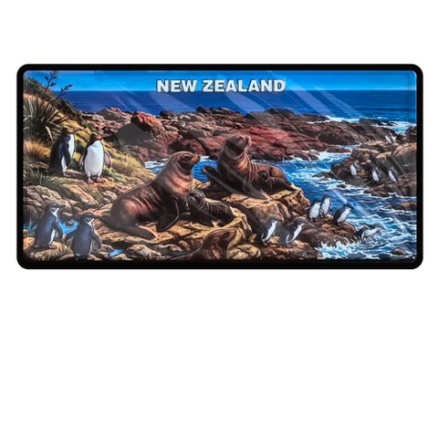 MAGNET LICENCE PLATE SMALL - SEALS & PENGUINS 12X6CM