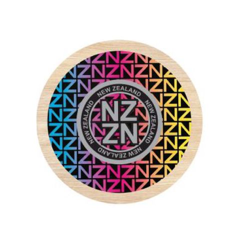 *MAGNET NZ PATTERN ROUND WOODEN 70 MM