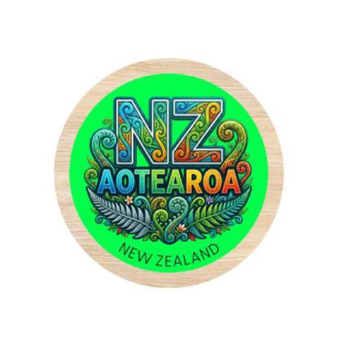 *MAGNET NZ AOTEAROA ROUND WOODEN 70 MM