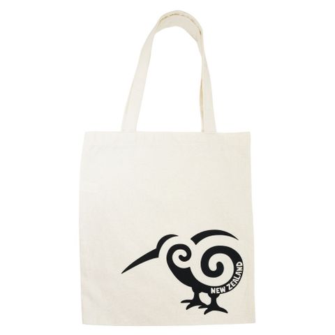 COTTON TOTE BAG NZ KIWI KORU 40CM