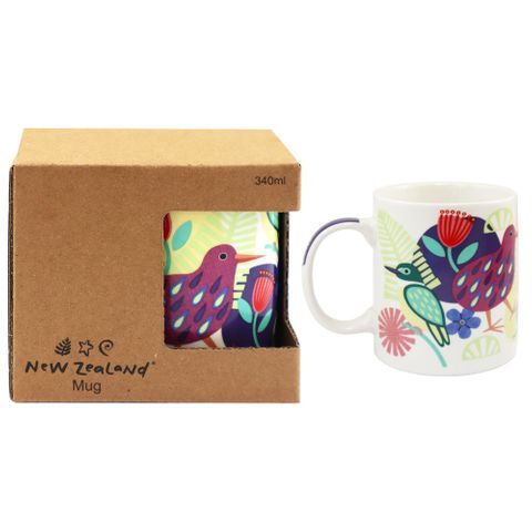 COFFEE MUG NZ FLORAL KIWI 340ML