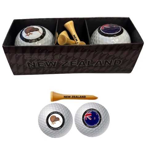 GOLF BALLS KIWI & FLAG +TEES BOX