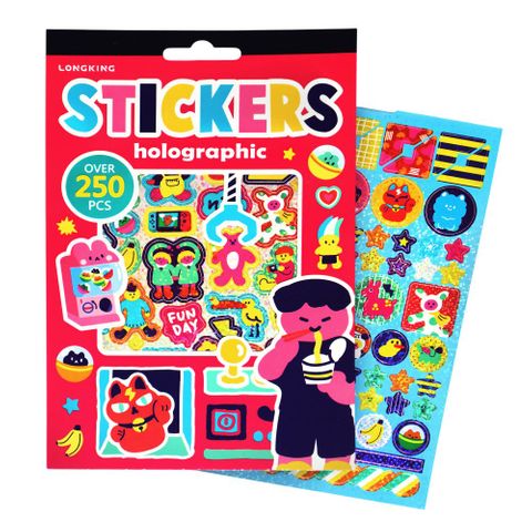 LK STICKER PAD HOLOGRAPHIC LUCKY CAT & NOODLES 250PC