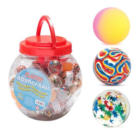 BOUNCY BALL CLASSIC RETRO 3ASST 34MM DISPLAY OF 60 ONLY