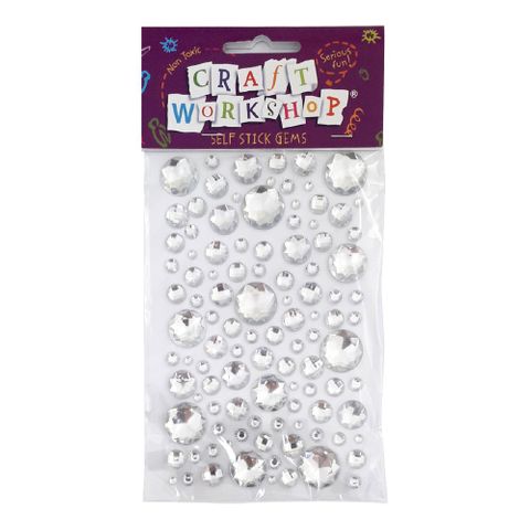 CRAFT SELF STICK GEMS CLEAR CIRCLES^