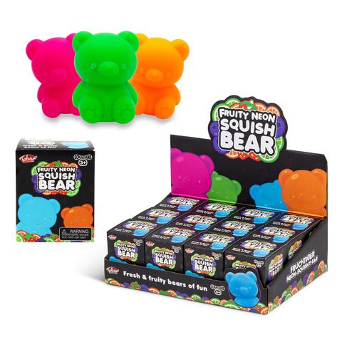 SCRUNCHEMS FRUITY NEON SQUISH BEARS 4 ASST 7CM