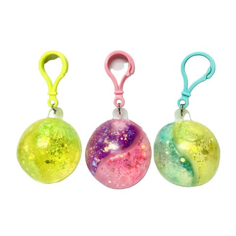 SCRUNCHEMS KEYCHAIN SQUISHY GLITTER BALL 5CM 3ASST