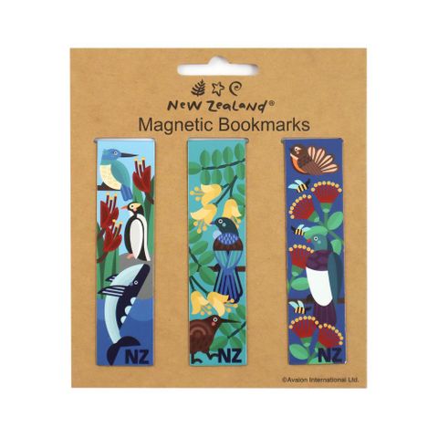 MAGNETIC BOOKMARK NZ BIRDS & PLANTS 3PC