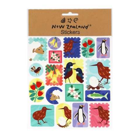 STICKERS NZ KIWIANA STAMPS 15X17CM