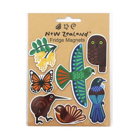 MAGNETS NZ CLASSIC BIRDS + KOWHAI 7PC