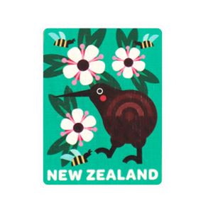 MAGNET WOODEN NZ KIWI & MANUKA 75X55MM