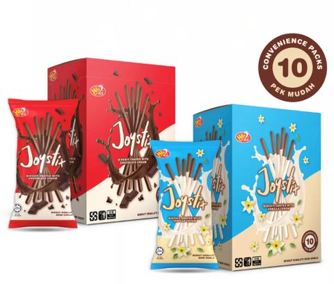 WIN2 JOYSTIX BISCUIT CHOCO(300G) 10 PACKS/TRAY