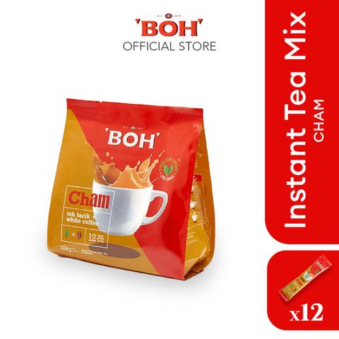 BOH CHAM TEA & COFFEE MIX LESS SWEET (27G X12STK)