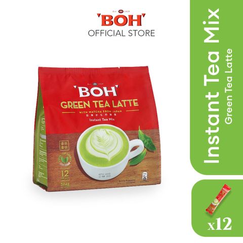 BOH GREEN TEA LATTE LESS SUGAR (27G X12STK)