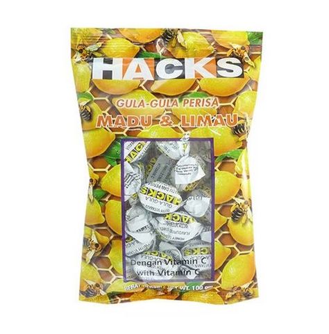 HACKS HACKS REGULAR LEMON LIMAU COUGH LOZENGE 100G