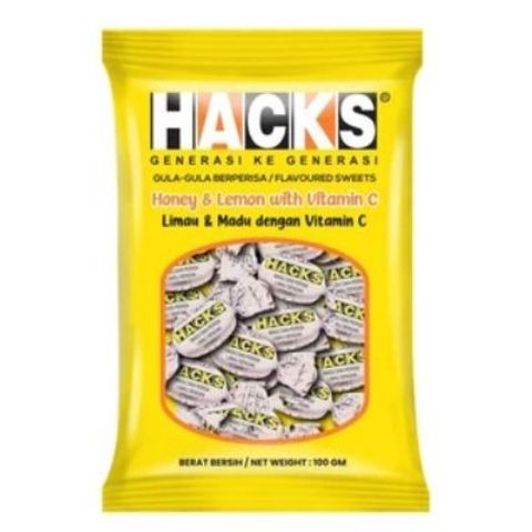 HACKS HACKS REGULAR LEMON LIMAU COUGH LOZENGE 100G